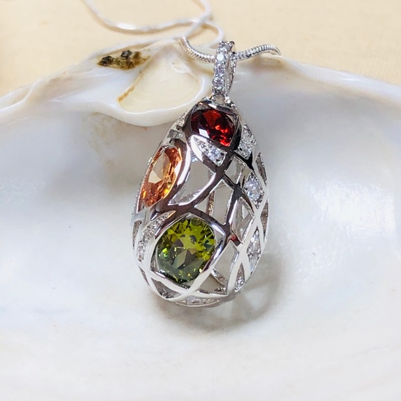 Jewelry - 925 Sterling Silver Long Necklace CZirconia